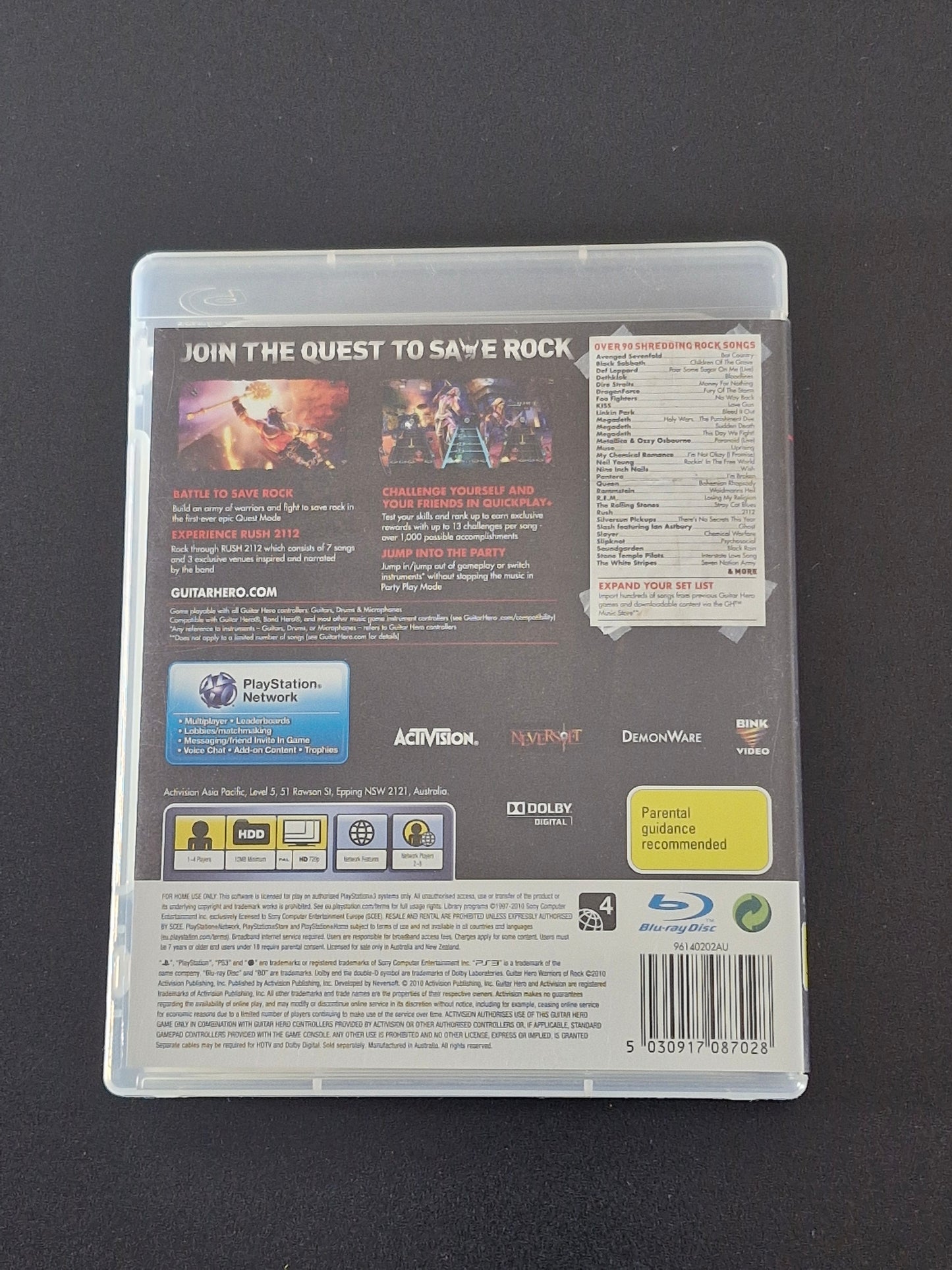 Guitar Hero: Warriors of Rock (Activision, Never soft)