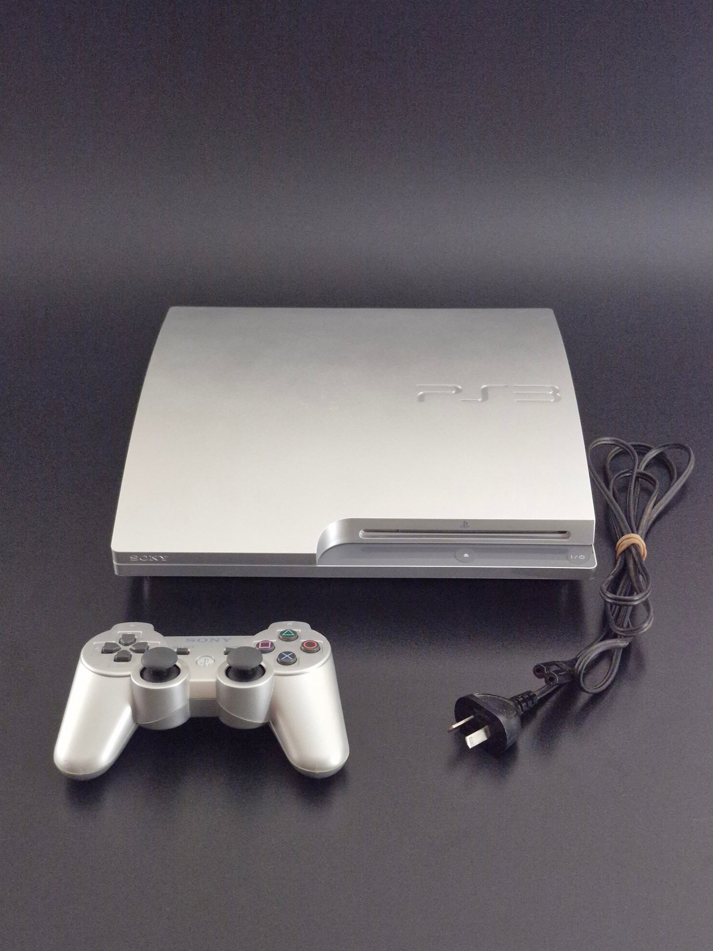 Silver Sony PS3 Slim Console CECH-3002B 320GB DualShock 3 Controller Tested PAL