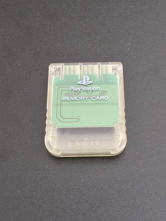 PlayStation 1 Memory Card - Clear Genuine Official - Tested Working - OEM